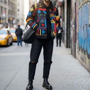 Vintage 90s Art to Wear Patchwork Corduroy Jacket – Geometric Abstract Boho